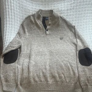 Chaps Cream and Brown Crewneck Sweater